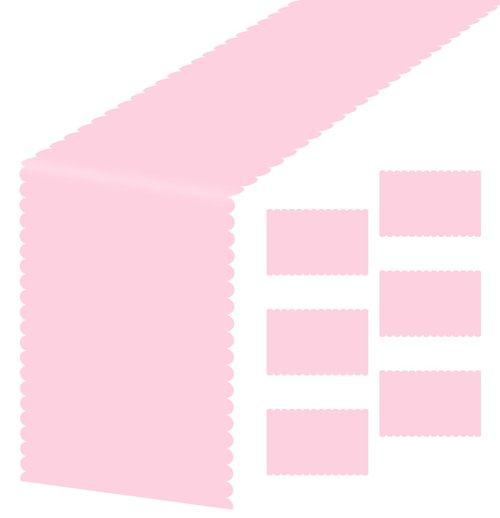 AVXINSOK 6 Pcs Light Pink Scalloped Table Runner Plastic 14 x 108 Inch Disposable Pink Runner for Table Wedding Baby Shower Birthday Party Decorations Scalloped Table Runner