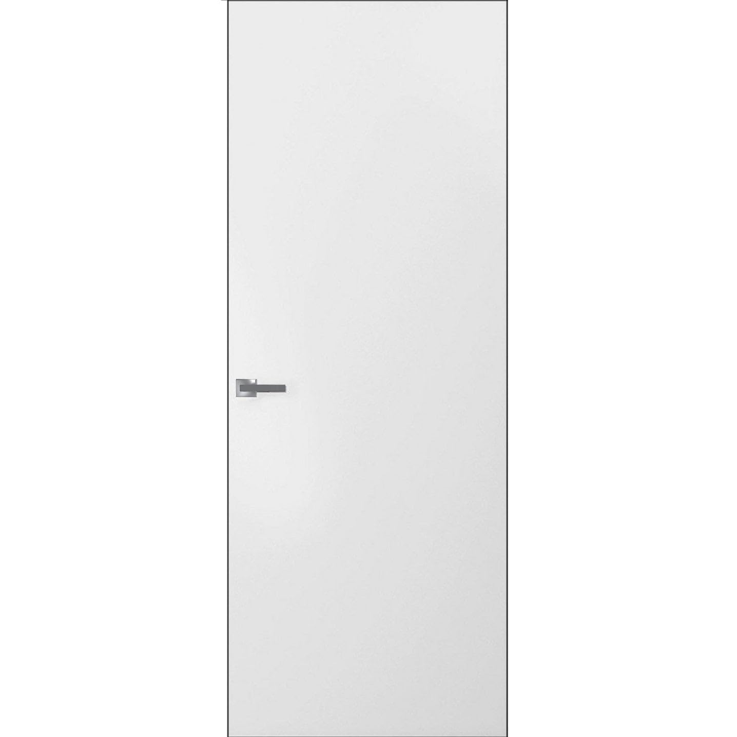SARTODOORS Interior Invisible Solid Hidden Door with Handle | Planum 0010 Primed with Black Hidden Frame 24" x 80" Right-Hand Inswing | Concealed Hinges Lock Handle | Modern Wood Frameless Doors