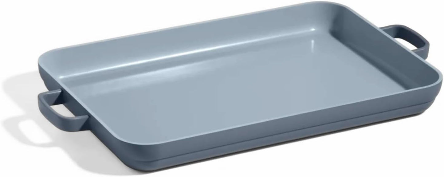 Our Place Griddle Pan - Versatile Nonstick Ceramic Griddle & Sheet Pan | Toxin-Free, Ergonomic Handles | 5 Qt Capacity, Oven Safe to 450°F | Blue Salt