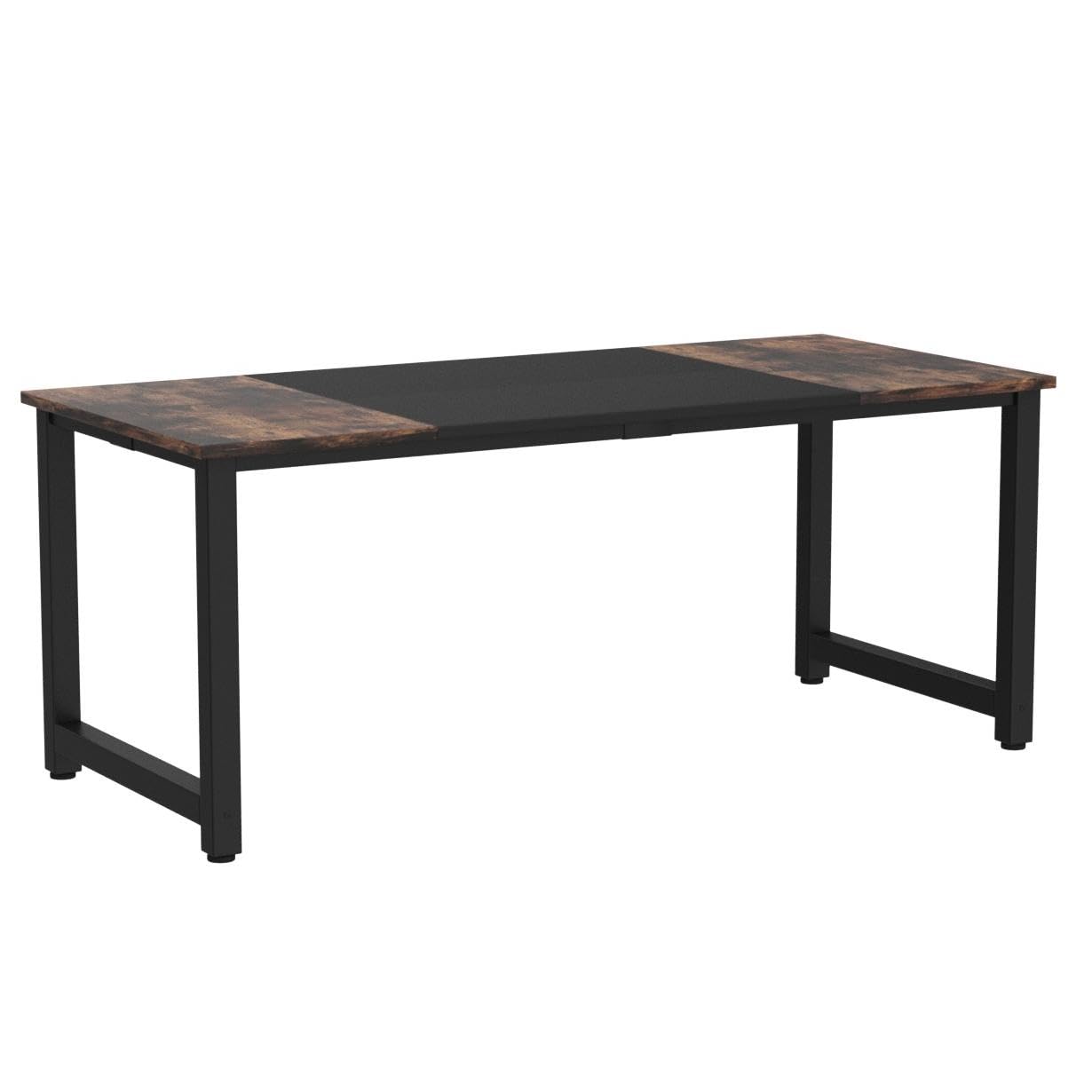 Tribesigns 70.8”Executive Desk, Large Office Computer Desk with Thicken Frame, Modern Simple Workstation Business Furniture for Home Office, Rustic Brown/Black