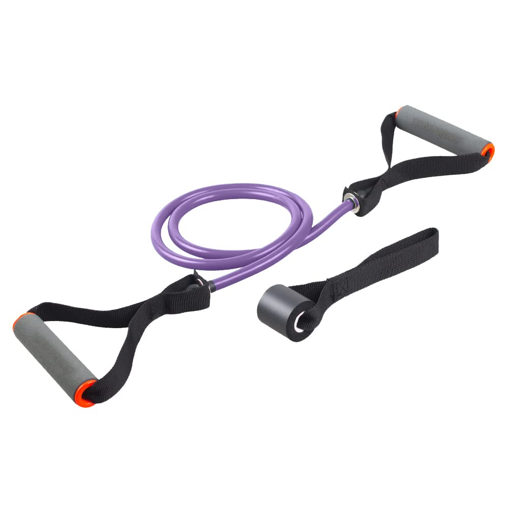 Single Resistance Bands, Workout Bands with Handles and the Exercise Bands with Door Anchor, Suitable for Resistance Training, Physical Therapy, Home Workouts, Boxing Training (Puplle(10-15lbs))