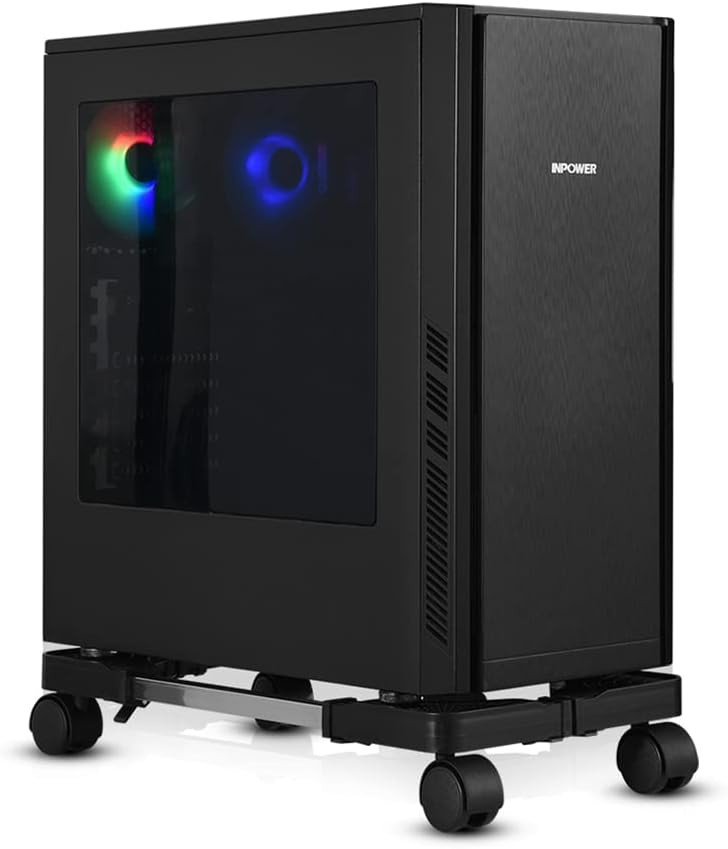 YOSE Computer Tower Stand, Adjustable Mobile CPU Stand with Rolling Caster Wheels, Premium PC Tower Stand Holder