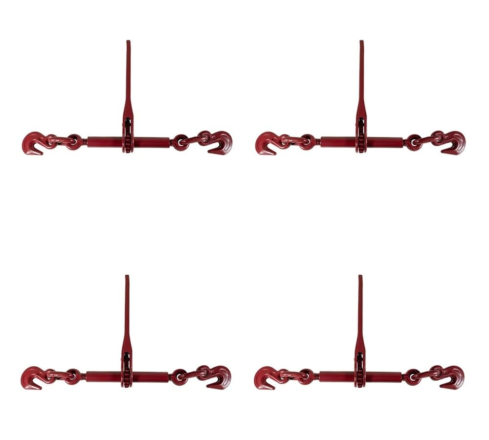 (4 Pack) Mytee Products 3/8"-1/2" Heavy Duty Ratchet Lever Load Binder w/Grab Hooks 9,200 Lbs Working Load Limit | Tie Down Hauling Chain Binders for Flatbed Truck Trailer