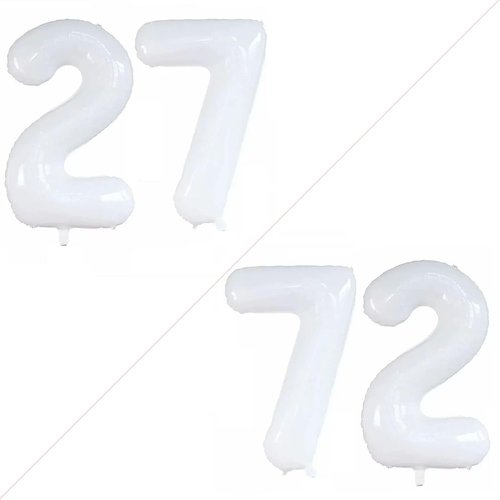GOER 27th Birthday Party Balloons - 42 Inch Jumbo White Foil Helium Balloons for Celebrations