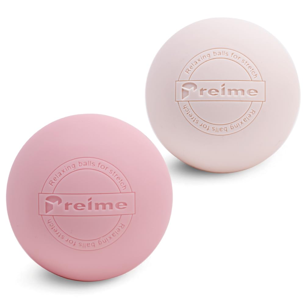 Massage Lacrosse Balls for Myofascial Release, Trigger Point Therapy,Manual Massage Balls, Muscle Knots, and Yoga Deep Tissue Massage. Set of 2 Firm Balls (Dusty Pink and Pink Beige)