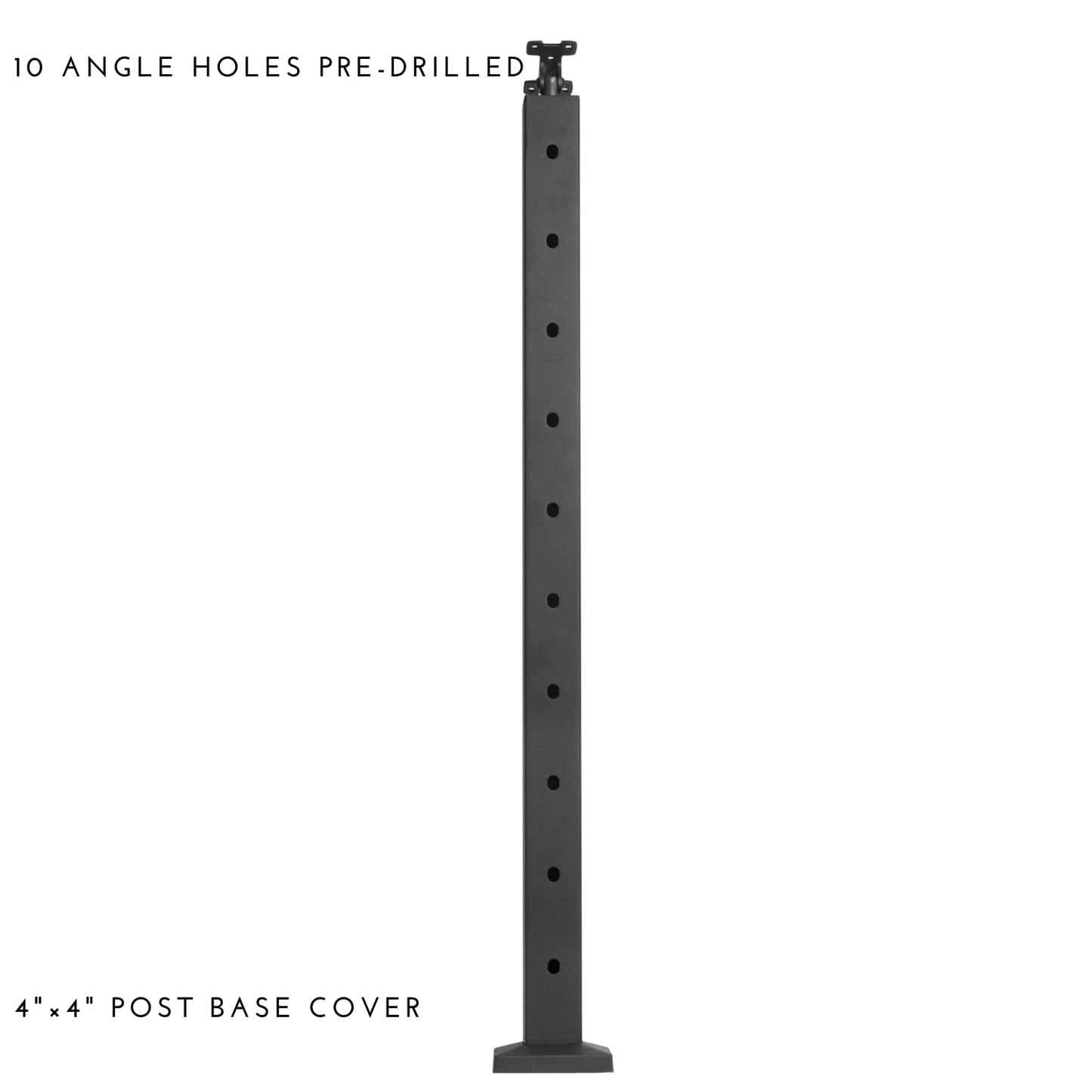 Senmit Cable Railing Post for Steps - Stainless Steel Square Fence Post for Deck Stair Cable Railing System, Angle Adjustable Top 36"x 2"x 2" Matte Black 10 Holes 30°Angle Pre-Drilled-4 Pack
