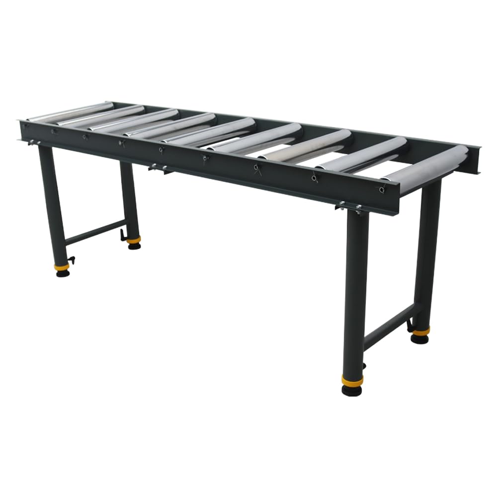 HayWHNKN 9 Rollers Adjustable Conveyor Roller Table Unpowered Roller Conveyor 2.3" Diameter Chrome Plating Roller Silver