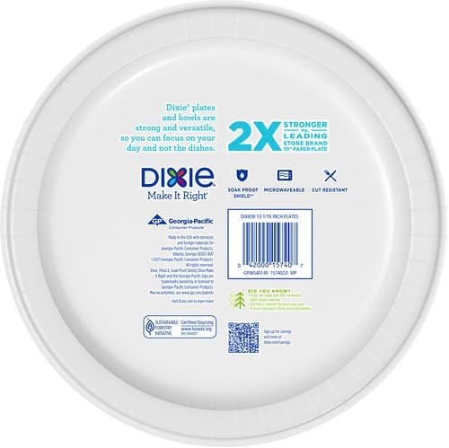 Dixie Paper Plates - 10 Inch, 86 Count Pack of 2 | Microwave-Safe & Soak-Proof | Cut Resistant