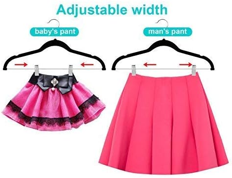 OIKA Black Velvet Hangers - Non-Slip Space-Saving Pants Hangers with Clips | 16.7-Inch, 20 Pack