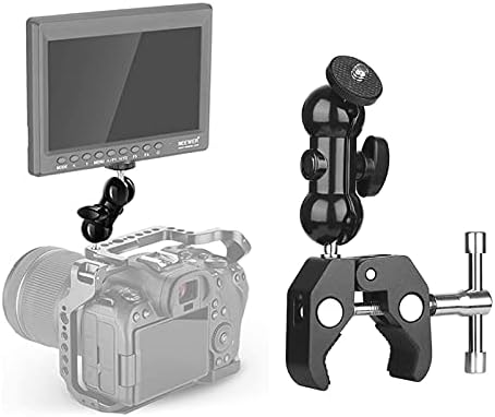Walway 1/4" Cool Ballhead Multi-Function Double Ball Head with Cold Shoe Mount and Screw for DSLR