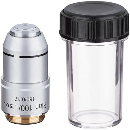 FTVOGUE 100X A100X 1.25 Achromatic Objective Lens, Brass Microscope Objective, High Magnification Numerical Aperture