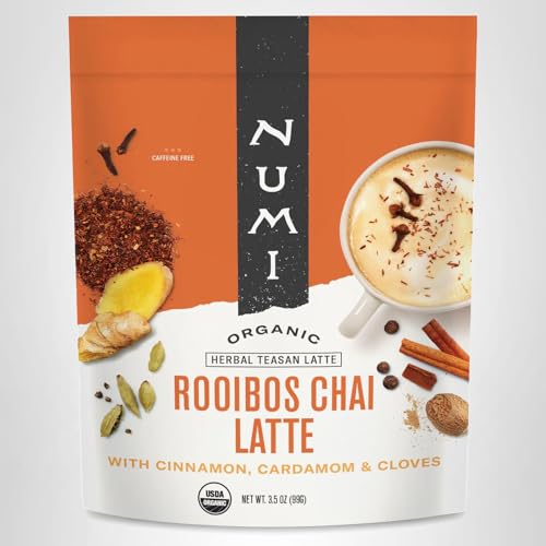Numi Tea - Organic Rooibos Chai Tea Latte Powder – Rooibos Chai Latte Mix with Cinnamon, Cardamom & Cloves – Caffeine Free, Vegan & Gluten Free, 3.5 oz (Makes 19 Cups)
