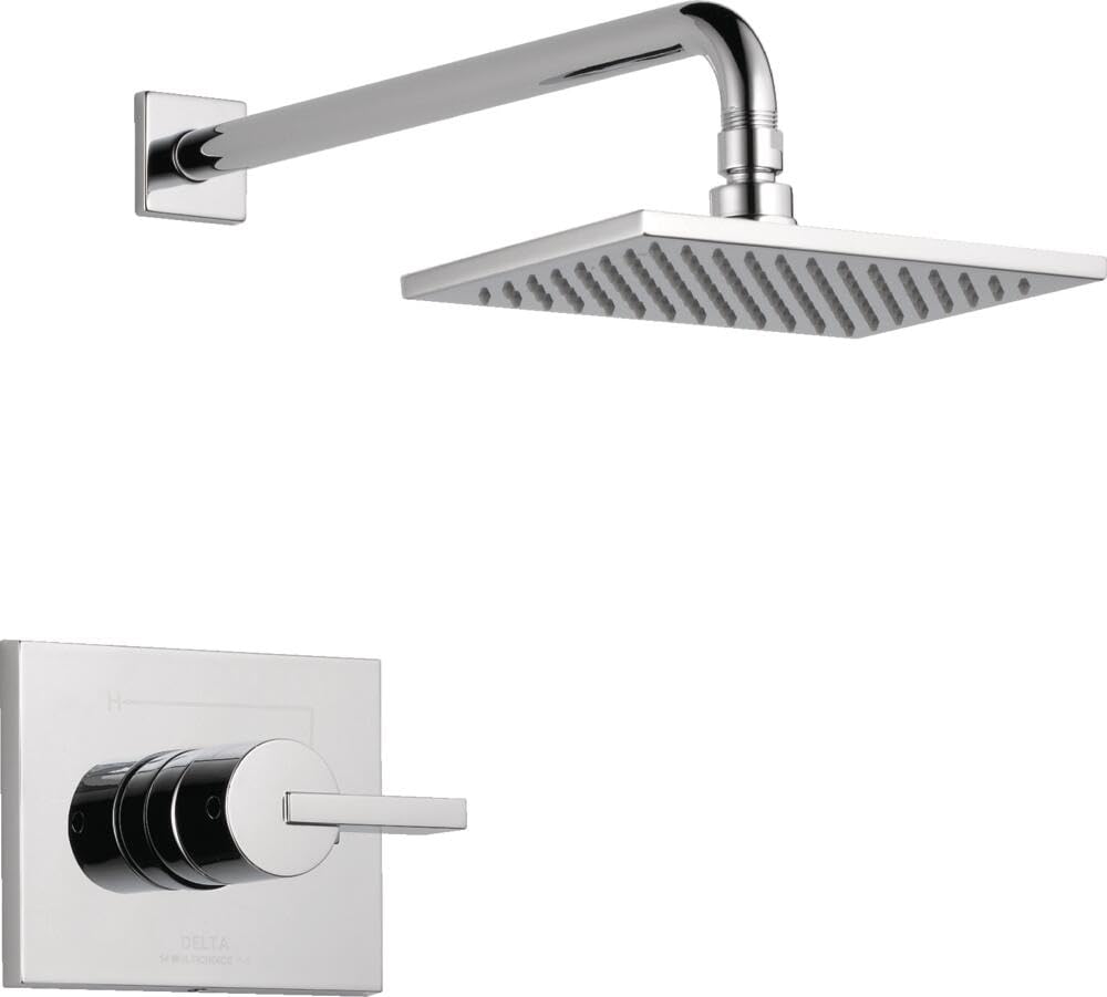 Delta Vero 14 Series Rain Shower Faucet Set, Chrome Shower Head and Handle Set, Valve Trim Kit, Chrome T14253-WE (Valve Not Included)