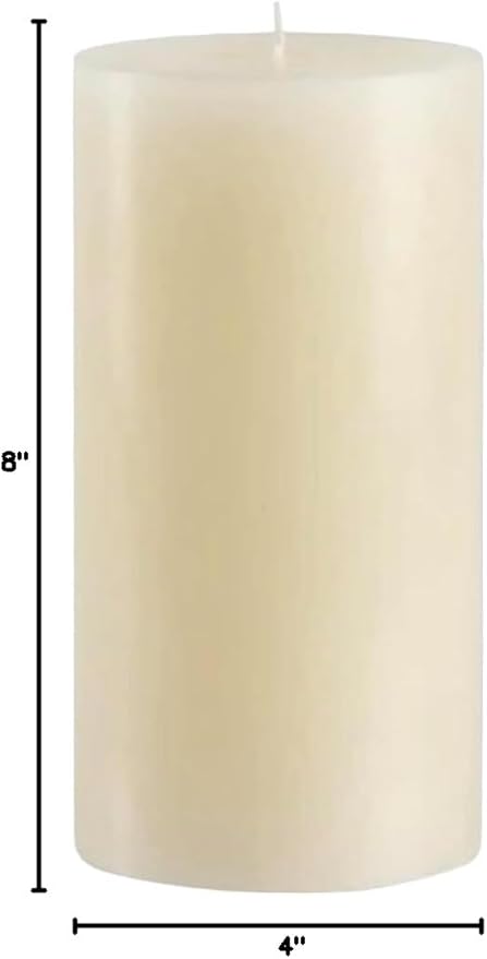 Mister Candle Non Scented Luxury 4 x 8 Pillar Candle, Hand Poured Ivory Unscented Candle for Home Decor, Premium Wax, Smokeless & Dripless, 160 Hour Burn Time