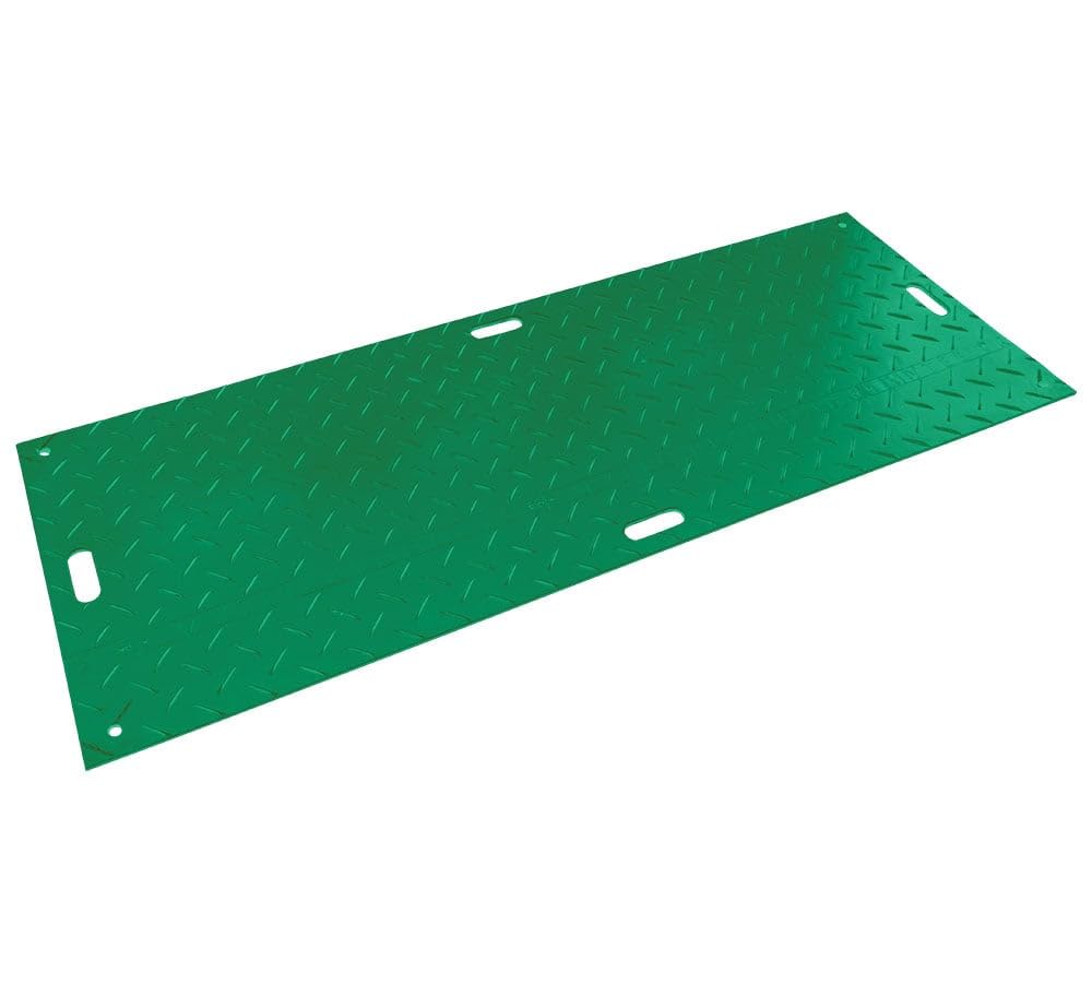 Mytee Products 12 Pk 4' x 8' - 1/2" Thick Heavy Duty Green Ground Protection Mats with Diamond Plated Tread - Easily Supports 120 Ton Loads - HDPE Construction Mat for Equipment Lawns Landscapers