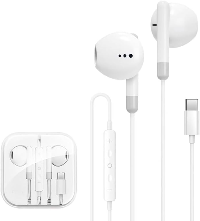 Generic 17/16/15, Noise Cancelling USB-C Wired Earbuds Compatible for iPhone iPad, Type-C Headphones with Microphone