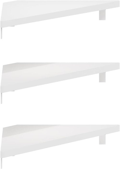Furinno Rossi Triangle Floating Shelves - Set of 3 Geometric Wall-Mounted Shelves | White for Bathroom & Living Room
