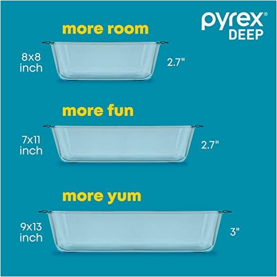 Pyrex Deep 9x13-Inch Glass Baking Dish - Versatile Casserole Dish with Lid | Oven, Freezer & Microwave Safe