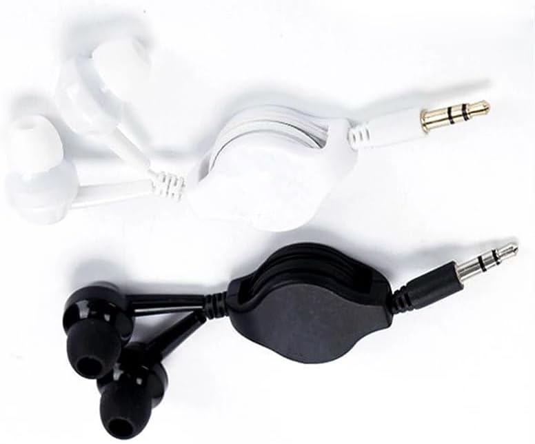 ThtRht 2 Pack 3.5mm MP3 Retractable Earbuds Wired Earphone Portable Plug Stereo in-Ear Headphone Wiring Ear Buds