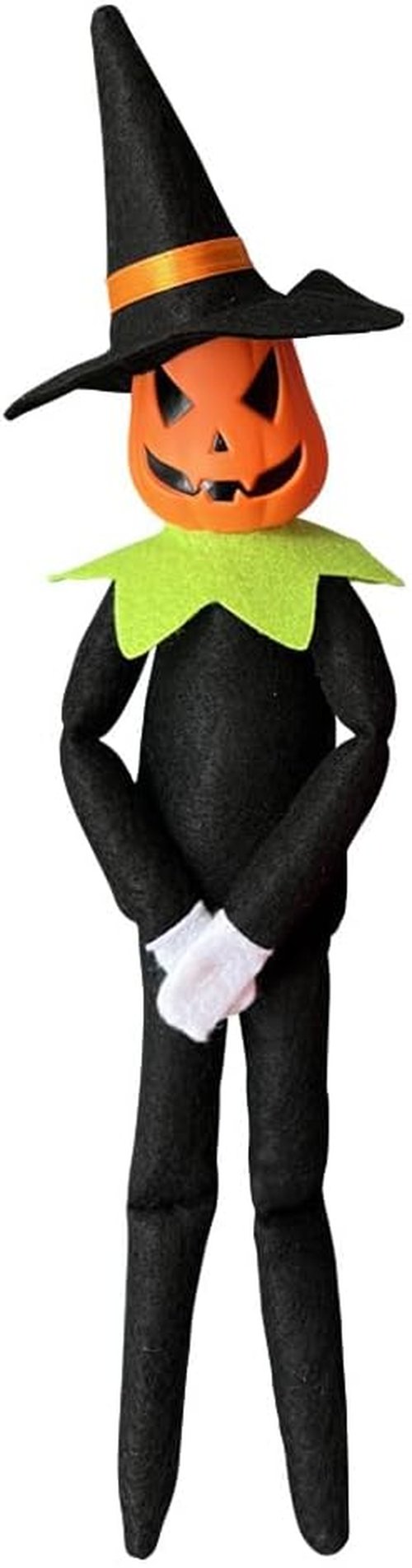 Danoni 14-Inch Handmade Halloween Pumpkin Elf Doll | Festive Stuffed Toy for Holiday Decor - Green