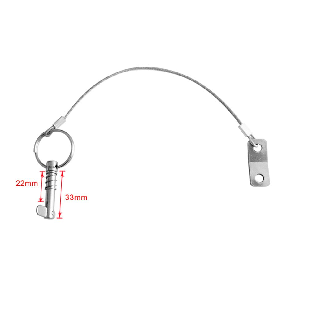 4 Pack Quick Release Pin 1/4" Diameter w/Drop Cam & Spring - Lanyard Prevents Loss, Full 316 Stainless Steel, Bimini Top Pin, Marine Hardware, Free Installation Screws