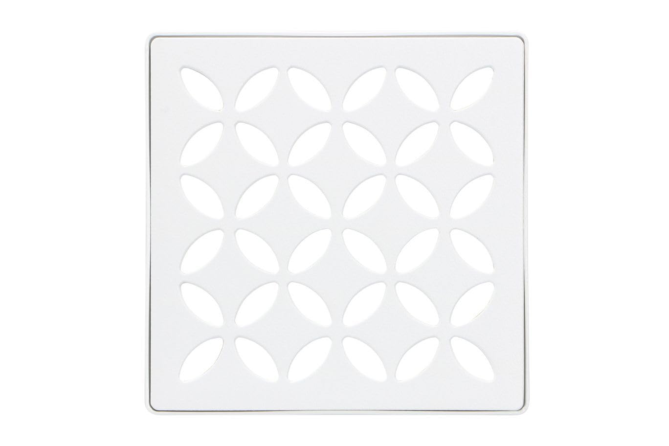 Schluter Kerdi-Drain Grate Kit with Integrated Slope Bonding Flange - Ideal for Bathroom or Wet Rooms - 4" Matte White Floral, Adjustable - KDIF4GRKMBWD5