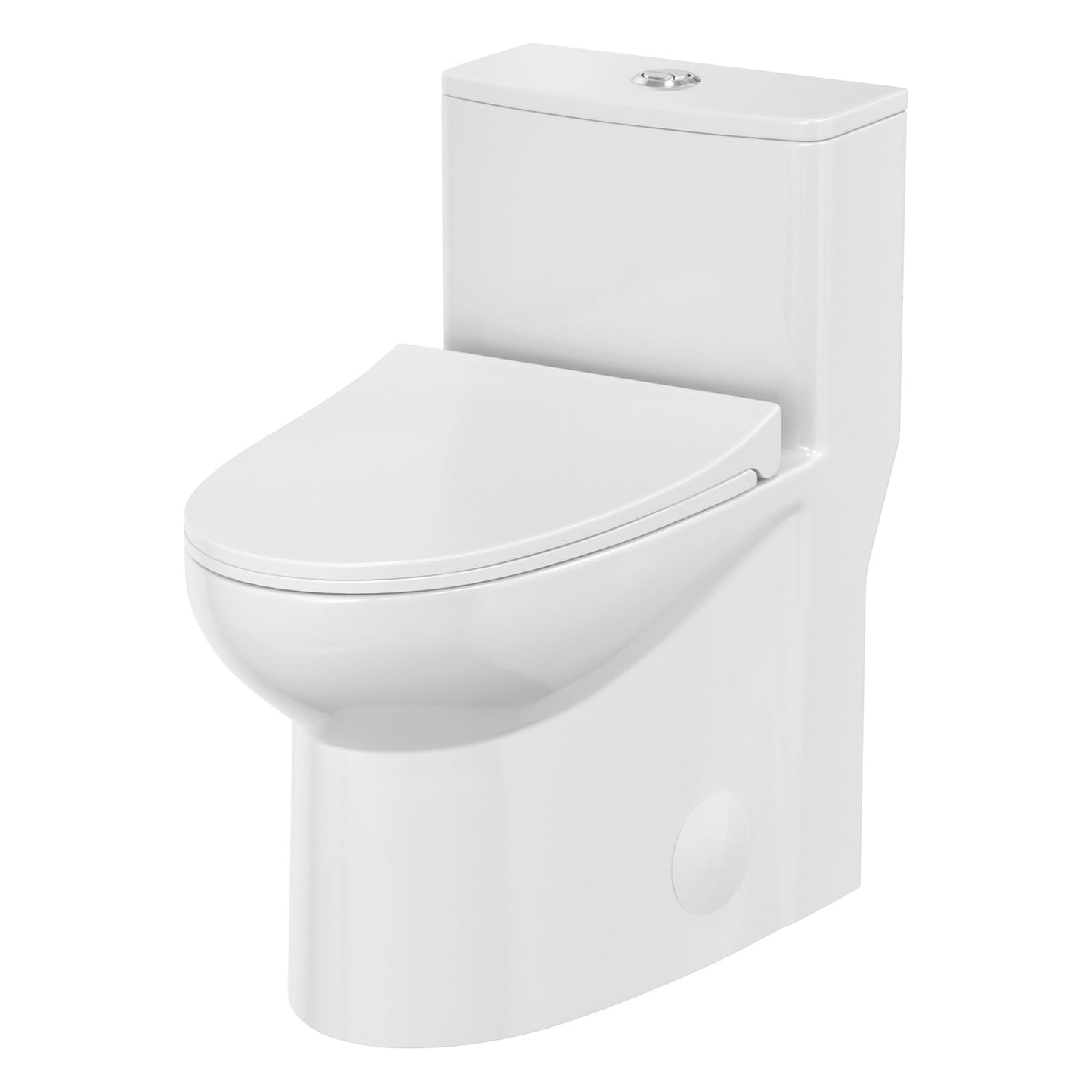Donsdey Compact One Piece Toliet- Compact Toilet with 15.5'' Standard Seat Height Powerful Dual Fulsh Water Saving 1000g MAP ＆ 1.1/1.6 GPF 12'' Rough-in White Glossy Ceramic Toilets Bowl