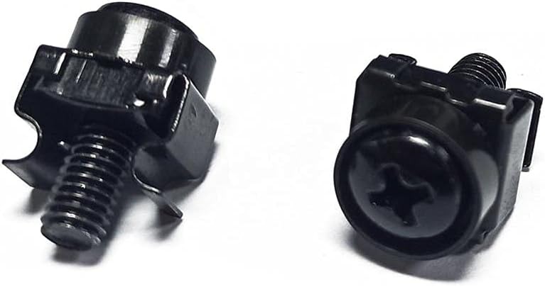 Monoprice M6 16mm (50 Sets) 12/24 x Server Rack Mount Cage Nuts, Screws and Washers Zinc Plated, Black, for Cabinet