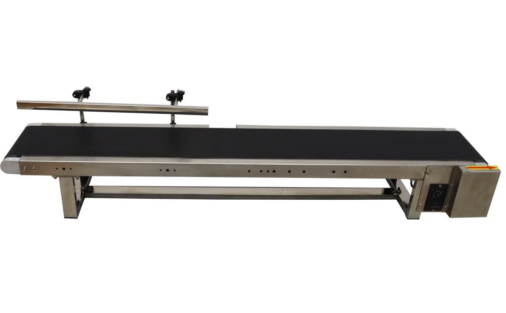 INTBUYING Desktop PVC Conveyor Belt Industrial Drive Flat Belt Conveyor Adjustable Speed Motor 59"x7.8" Stainless Steel