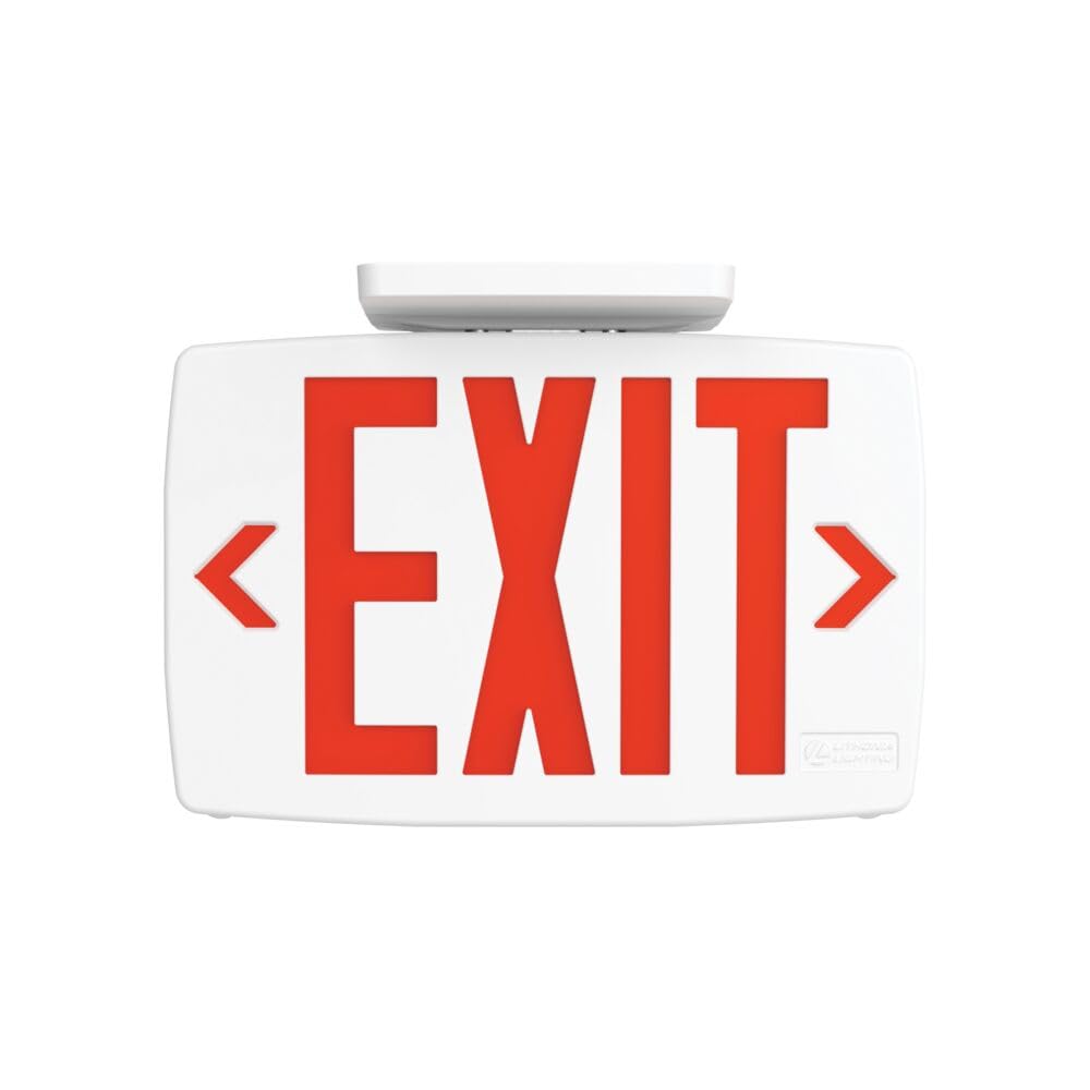Lithonia Lighting Quantum LED Exit Sign, Dual Sided Emergency Exit Sign, Selectable Red and Green Colors, Pop-Out Chevrons, AC or Battery Backup, High Output Battery, White (LQM S W RG MVOLT EL HO M6)