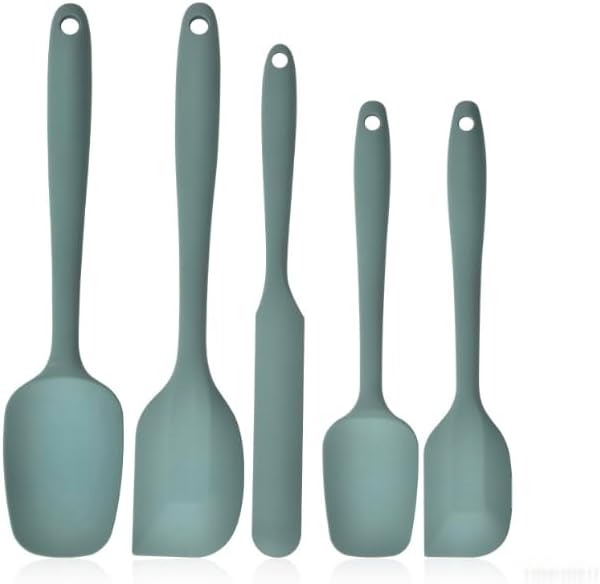 Skiennix Silicone Spatula Set - 5-Piece Kitchen Utensils, Heat Resistant to 445°F, Sage Green | Non-Stick & Easy to Clean