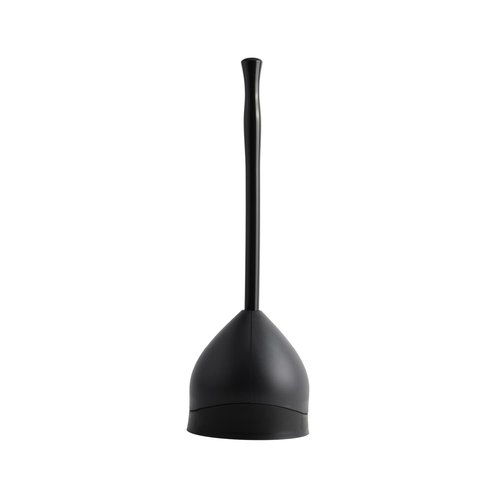 Casabella Toilet Plunger and Hideaway Caddy Combo for Bathrooms, 2-Piece Heavy-Duty Set, Black