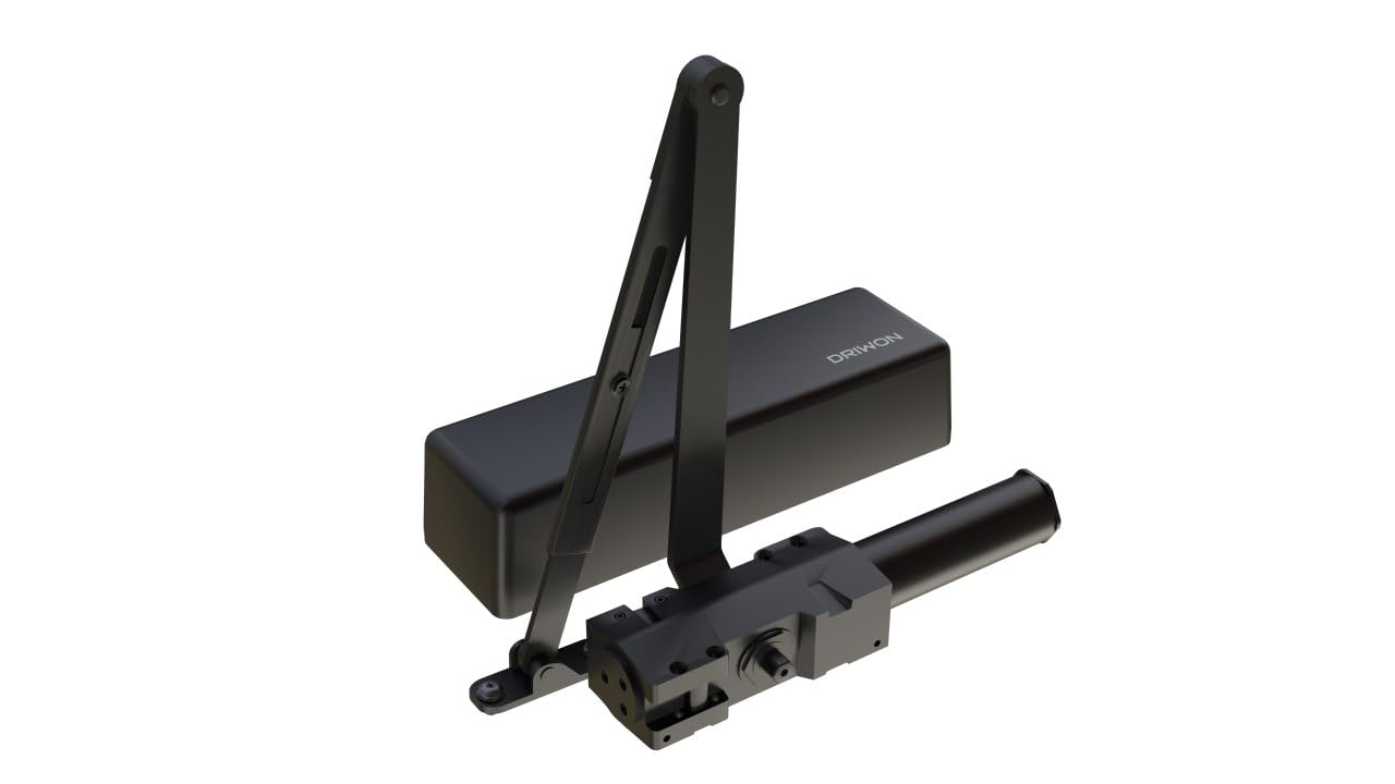 Commercial Extra Heavy Duty Hydraulic Door Closer - DRIWON DN-9500 Black -Sturdy Cast Iron Body, Steel Arm, Attractive Powder Coated Finish, Adjustable for High Traffic