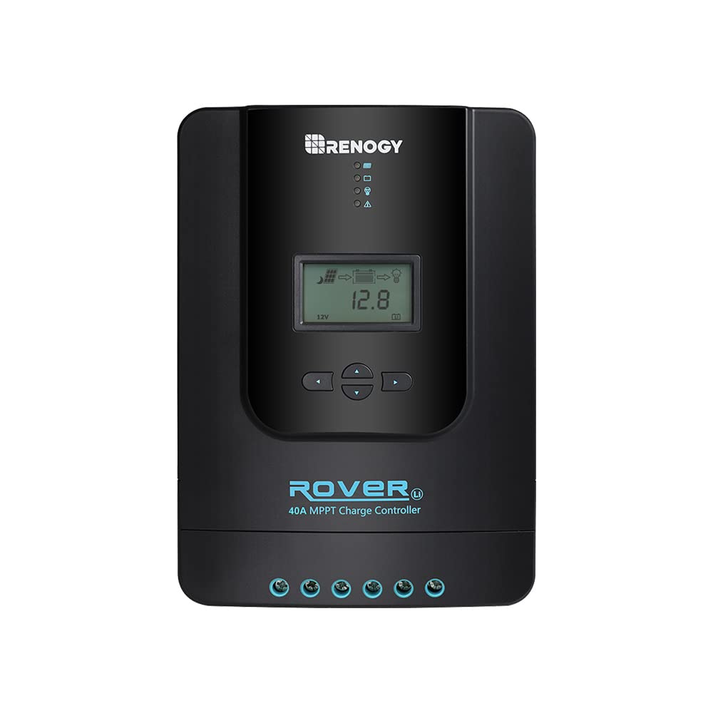 Renogy Solar Charge Controller Rover 40A 12V24V Auto Parameter DC Input MPPT Charge Controllers for Solar Panels Adjustable LCD for Gel Sealed Flooded Lithium Battery