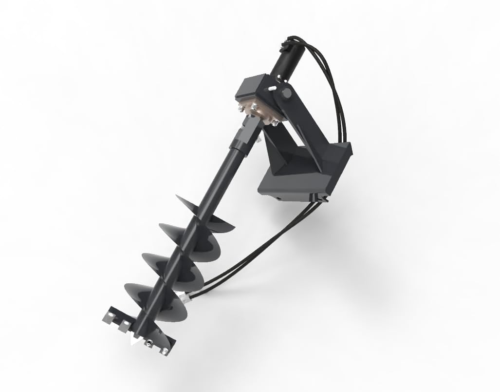 Wolfequip 6" in Radius Auger Drill Bit Auger Drive Mini Skid Steer Attachments, 22" Working Depth,for Post Hole Digger, for Farm Gardin Construction