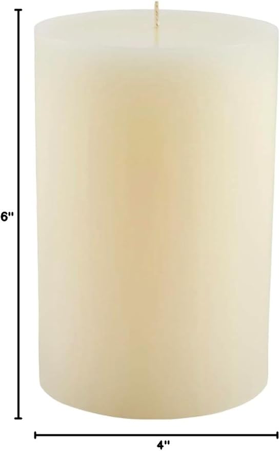 Mister Candle Dripless Vanilla Scented Ivory Pillar Candle Hand Made Vanilla Pillar Candles with Essential Oils for Home Decor, Premium Wax, 100 Hr Burn Time (4x6 inch)