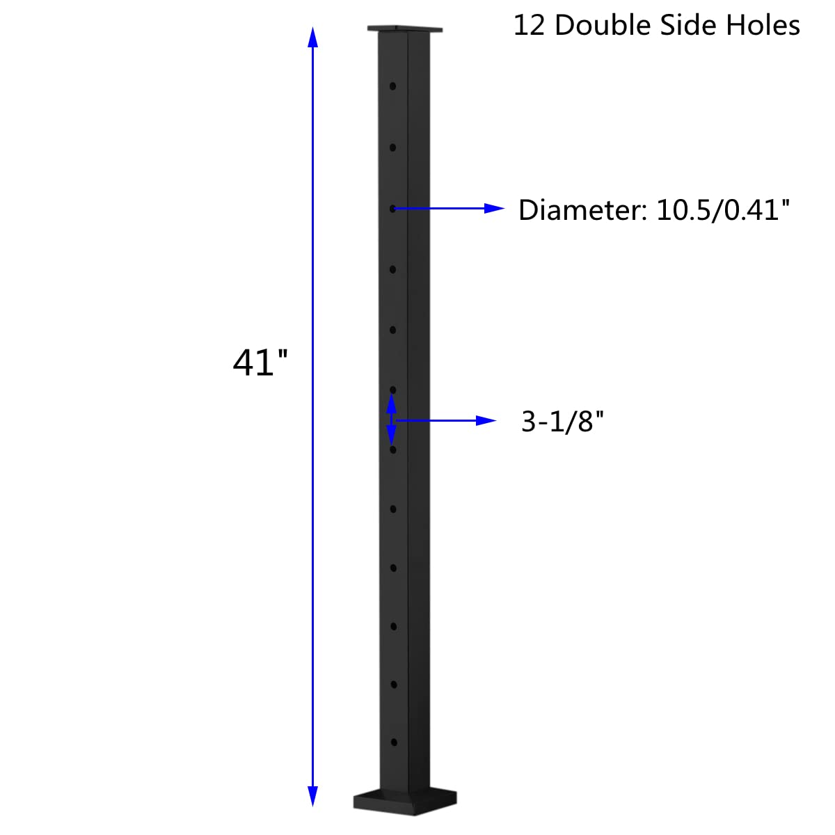Senmit Cable Railing Post - Stainless Steel Square Fence Post for Deck Cable Railing System (42" Level-drilled-4 Pack, Black)