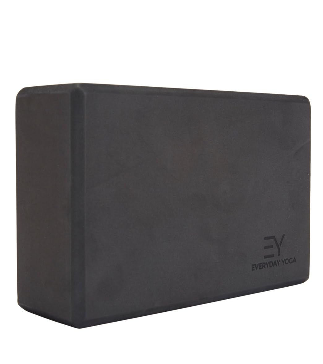 Everyday Yoga Foam Yoga Block 3 Inch - High-Density EVA Support Block for Stability, Balance & Flexibility, Lightweight, Durable & Comfortable - Black