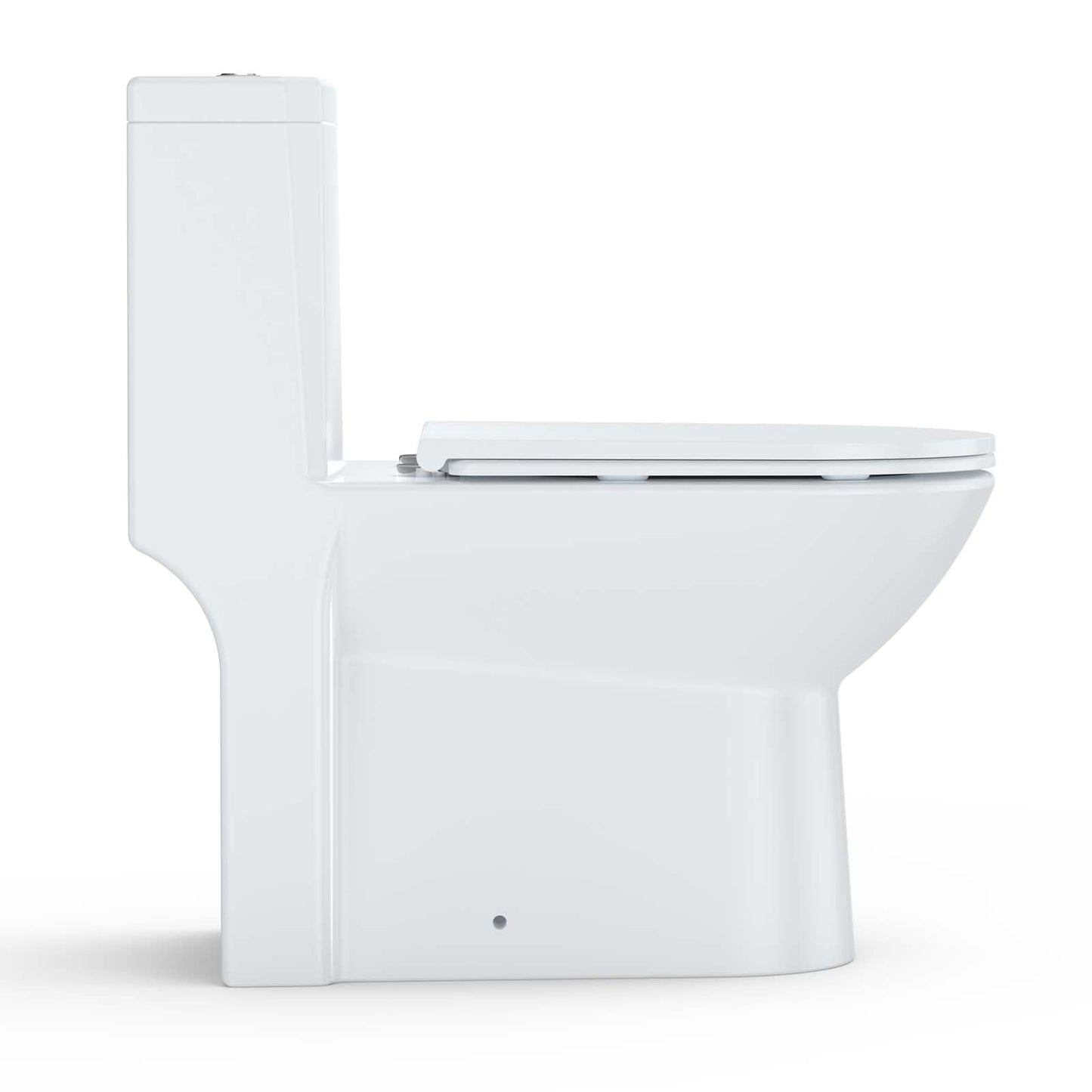Toilet Two-Piece Round, Side Flush Handle, White Ceramic, Bottom-Lock PP Soft Close Seat, Efficient Flushing System, Easy Installation, Compact Modern Bathroom Toilet, Space Saving, Durable Design, Ea