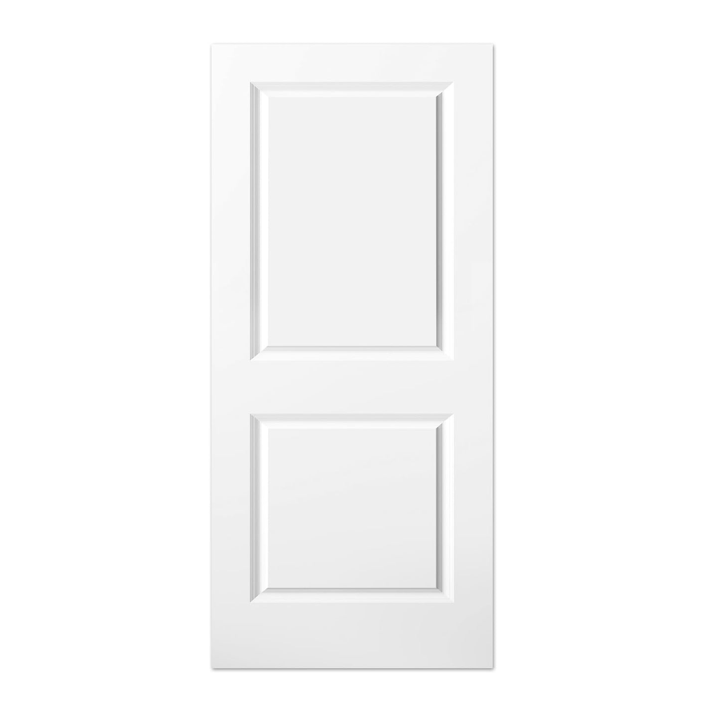 BARNSMITH 36x80 in Raised 2-Panel Square Top Smooth White Primed Molded Door Slab, Paintable Hollow Core Interior Door Panel, for Swing, Pocket, Sliding Door, Durable and Lightweight