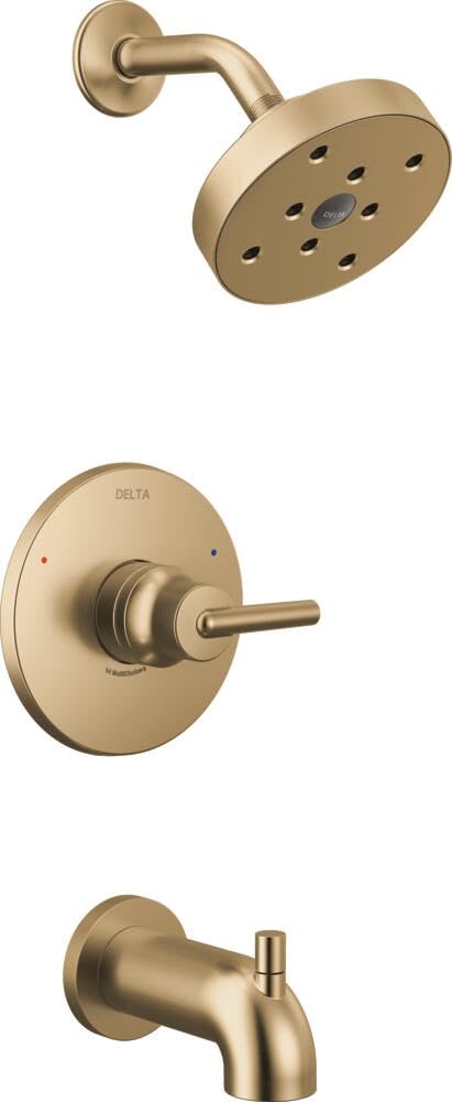 Delta Faucet Trinsic 14 Series Single-Function Tub and Shower Trim Kit with Single-Spray H2Okinetic Shower Head, Champagne Bronze T14459-CZ (Valve Not Included)
