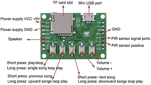 Stemedu MP3 Playback Kit Music Voice Recording Module DIY Welcomer Sound Recording Board with Speaker and PIR Infrared