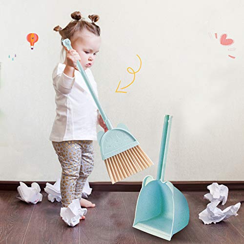 MAYEV Mini Broom with Dustpan for Kids,Little Housekeeping Helper Set (Blue)