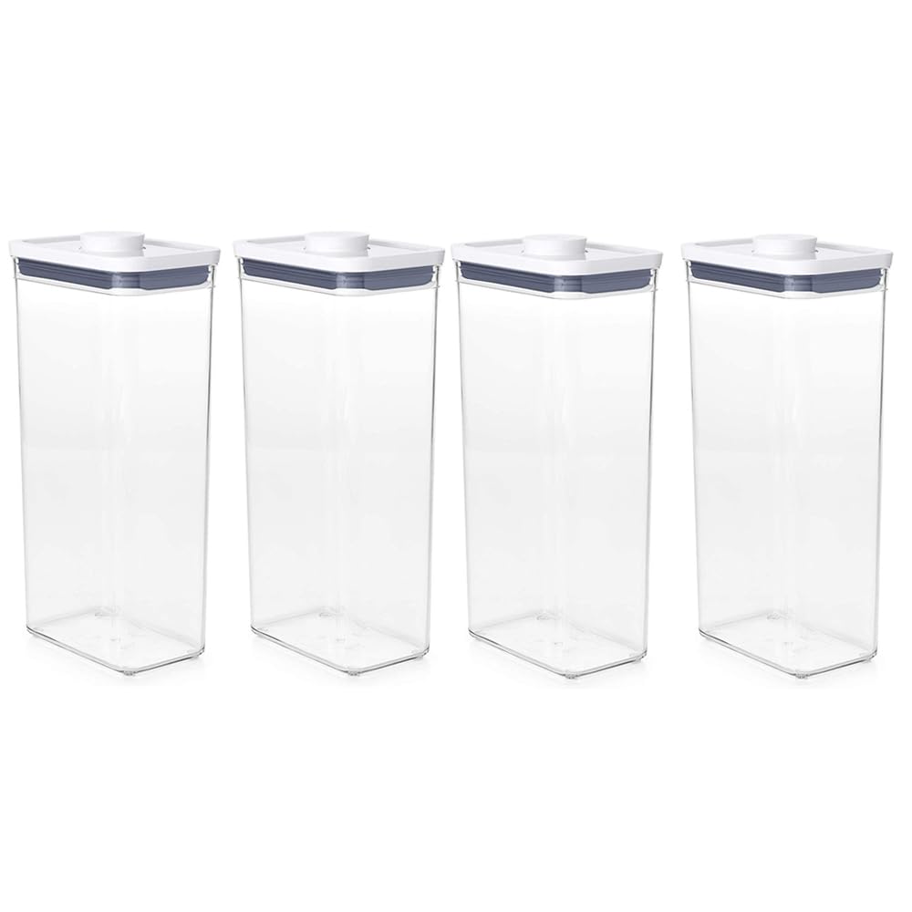 OXO Good Grips POP Container - Airtight Food Storage - 3.7 Qt Rectangle (Set of 4) for Cereal and More
