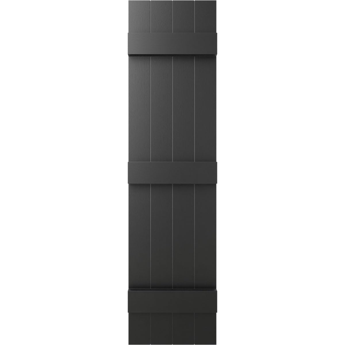 Ekena Millwork Lifetime Vinyl LJ4S14X07100BL Standard Four Board Joined, Board-n-Batten Vinyl Shutters, w/Installation Shutter-Lok's & Matching Screws (Per Pair), 14"W x 71"H, Black