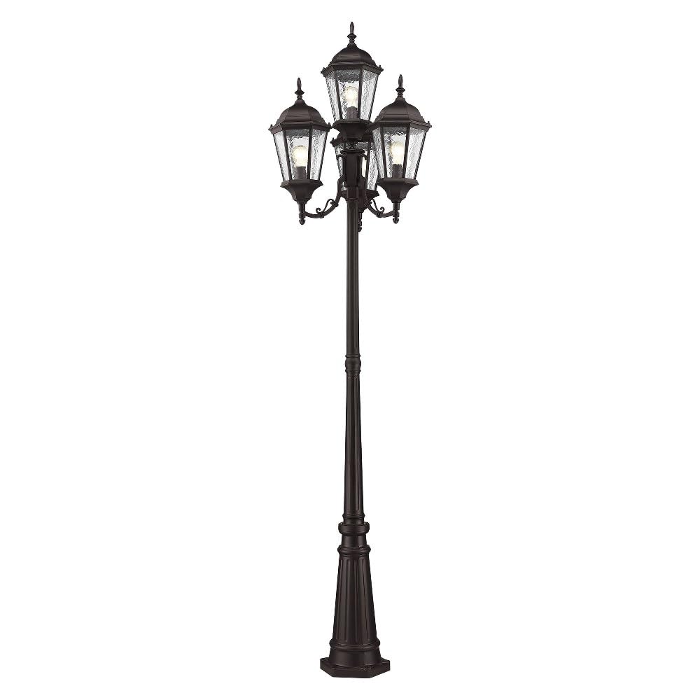 Livex Lighting 7557-07 Hamilton 4 Light Outdoor 4 Head Post, Bronze,25" x 24.5" x 28"