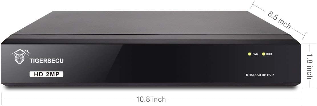 TIGERSECU Super HD 1080P 8 Channel DVR Security Recorder with 2TB Hard Drive, Hybrid 6-in-1 CCTV DVR Recorder Compatible with 2MP and 5MP TVI, AHD, CVI, CVBS, RS485 PTZ and IP Security Cameras