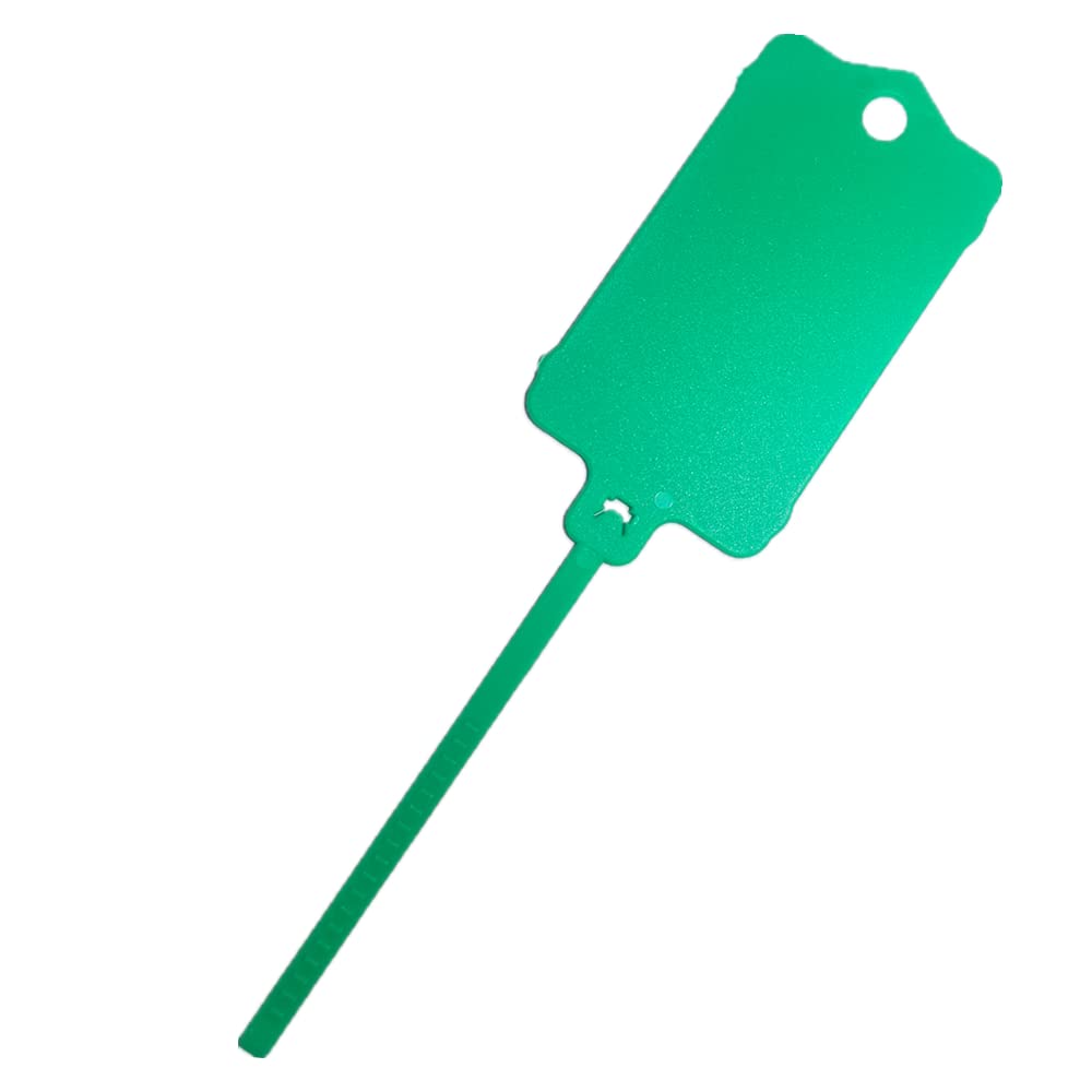100pcs Reusable Blank Plastic Tags Ties Key Tags 1.45"*2.48" Serrated Tension Sealing Strap with Large Label Plastic Tie Mark Label Waterproof Hang Sign Write on Tag (Green, 100pcs)