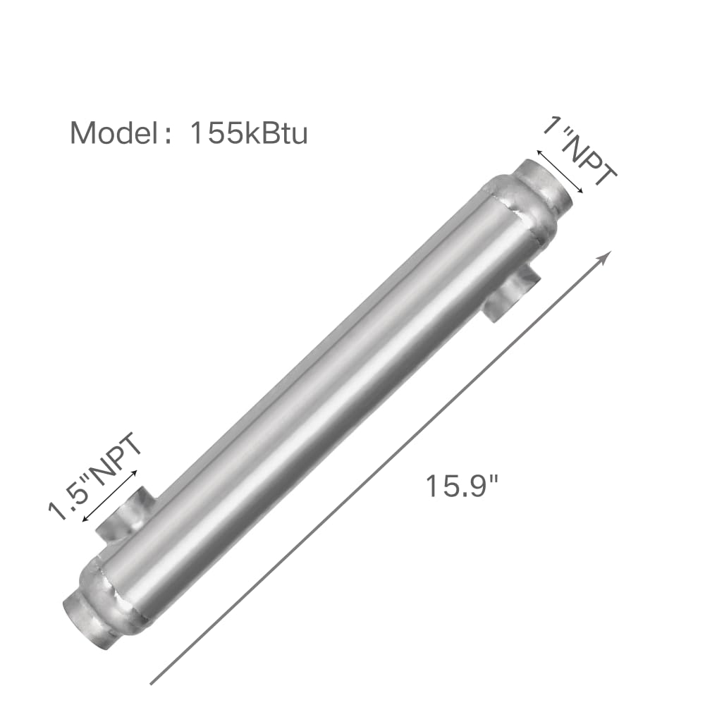 RIYI Pool Heat Exchanger, 3000kBtu Stainless Steel 316L Shell and Tube Same Side Ports Size 2 1/2"+4" NPT Brackets Included, High-Efficiency Design for Pools/Tanks/Oil Coolers/Solar (ST-3008kBtu-s)