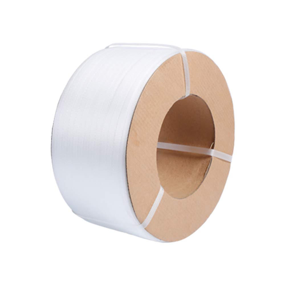 1/2" Strapping 9900 Ft Machine Grade 8x8 Core Polypropylene Heavy Duty Grade Strapping, 1 Roll, White